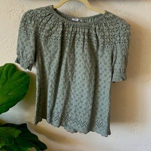 Eyelet lace top- olive
